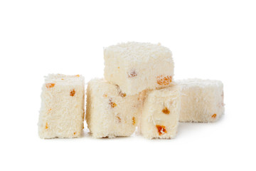 Turkish delight isolated on white.