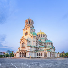 Fototapeta na wymiar Alexander Nevsky Cathedral in Sofia, Bulgaria at sunset