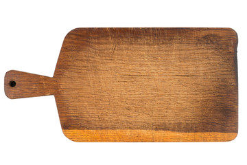 Wooden cutting board isolated on white background.
