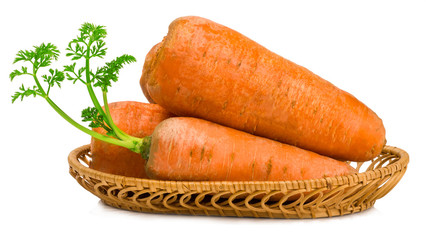 carrot in a basket isolated on white background