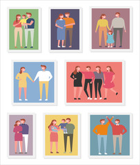Various types of family members. flat design style vector graphic illustration set