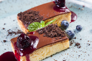 chocolate cake with berries