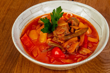 Traditional lagman soup