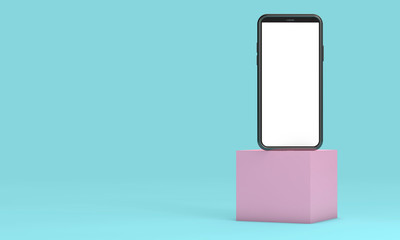 Modern frameless smartphone blank screen template. abstract background. 3D Rendering