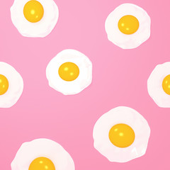 Egg yolk and white on pink background. 3d rendering picture.