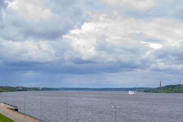 storm cloud over the river