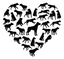Rottweiler Dog Heart Silhouette Concept