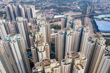 Fototapeta na wymiar Top view of Hong Kong real estate