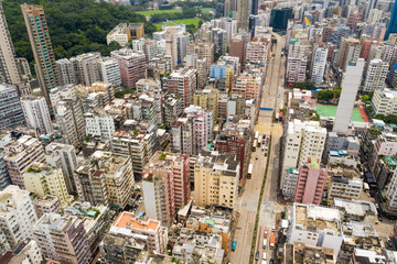 Fototapeta na wymiar Top view of hong Kong in Kowloon side