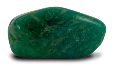 Polished  dark green color amazonite stone isolated on white background