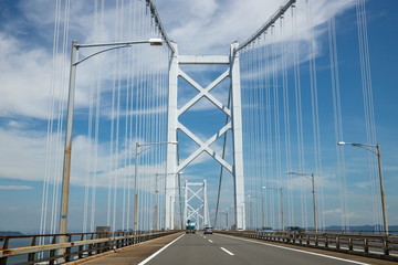 Seto Ohashi Bridge (suspension bridge) in seto inland sea,shikoku,japan