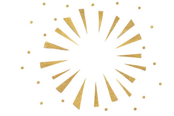 Gold glitter firework frame paper cut background - isolated