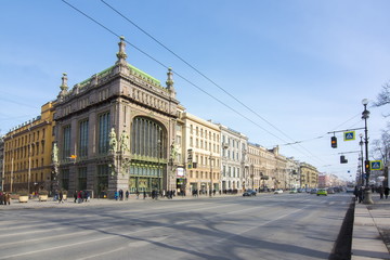 Fototapeta na wymiar Akimova comedy theater and Nevsky prospect, Saint Petersburg, Russia