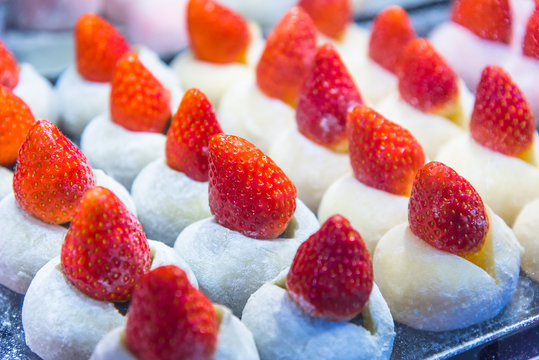 Matcha with fresh Strawberry Daifuku.Azuki Red Bean Strawberry Daifuku.Tokyo sweet Hokkaido Snow Strawberry Daifuku