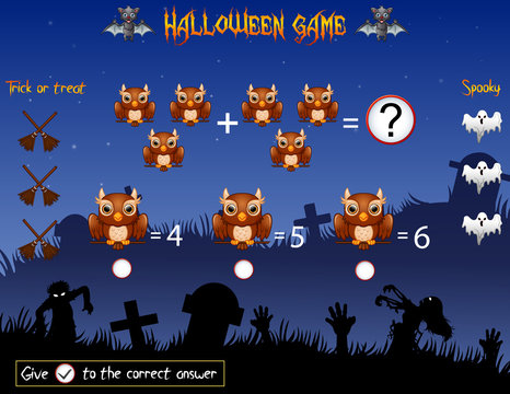 Game count the owl in the halloween theme
