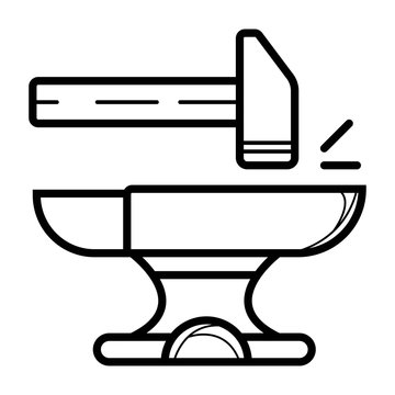 black anvil and hammer icon clip art preview
