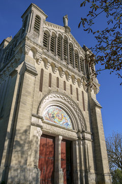 The hilltop church of Notre-Dame de Peyragude in Penne d'Agenais, Lot et Garonne, France. This hilltop church has extensive views over the River Lot and surrounding Agenais countryside.