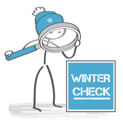 Wintercheck - Strichmännchen mit Lupe