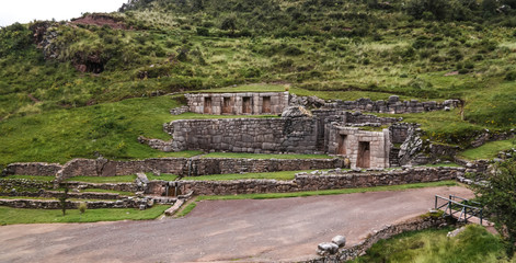 Exterior view to archaeological site of Tambomachay, Cuzco, Peru