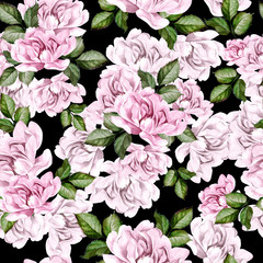 Obraz premium Beautiful watercolor pattern with peony flowers. 