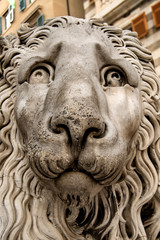 Fototapeta na wymiar Lion Statue - Cathedral St. Lawrence Genova