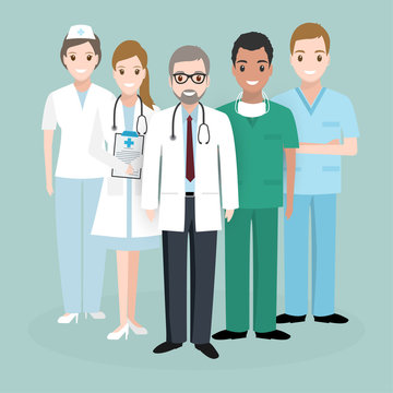Doctor and Nurse team illustration icon. Medicine concept