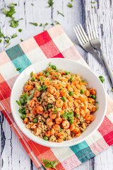 Chinese Style Shrimp / Prawn Fried Rice Vertical Photo