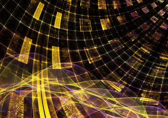 Abstract color dynamic background with lighting effect. Fractal spiral. Fractal art