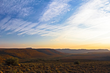 Landscape in Karoo in evening light