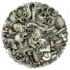 Cartoon vector doodles Diet food illustration