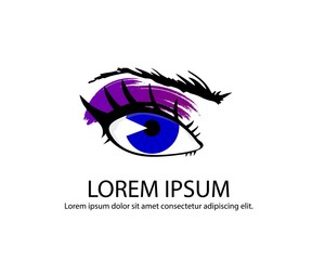 Illustration of hand-drawn woman's eyes with shaped eyebrows and full lashes.