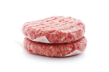 raw cutlet isolated on white background