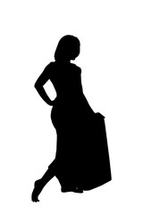  vector sketch to the silhouette of barefoot girl