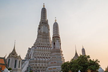 Beautiful view of decorated Wat Arun temple in Bangkok, Thailand.