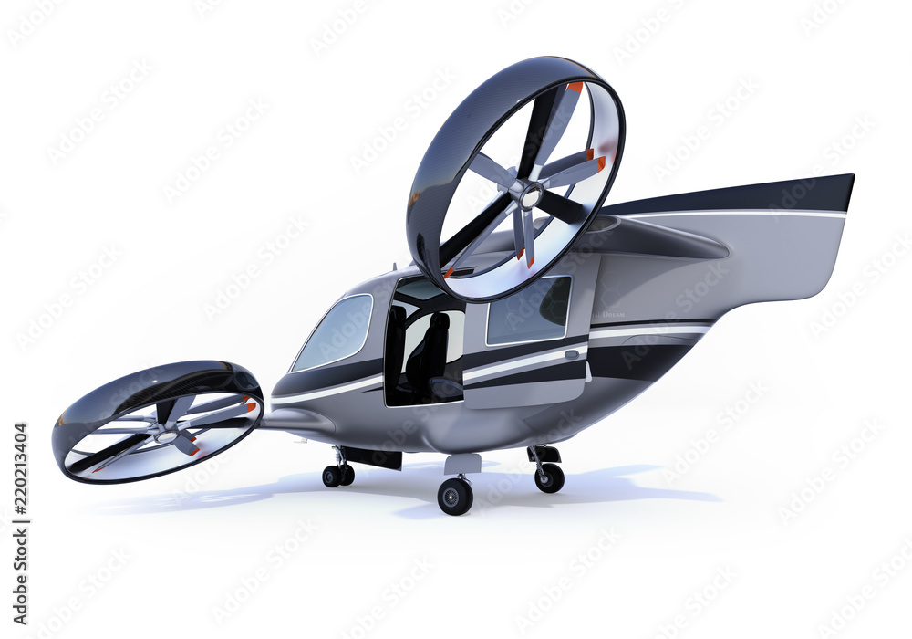 Poster rear view of passenger drone isolated on white background. 3d rendering image.