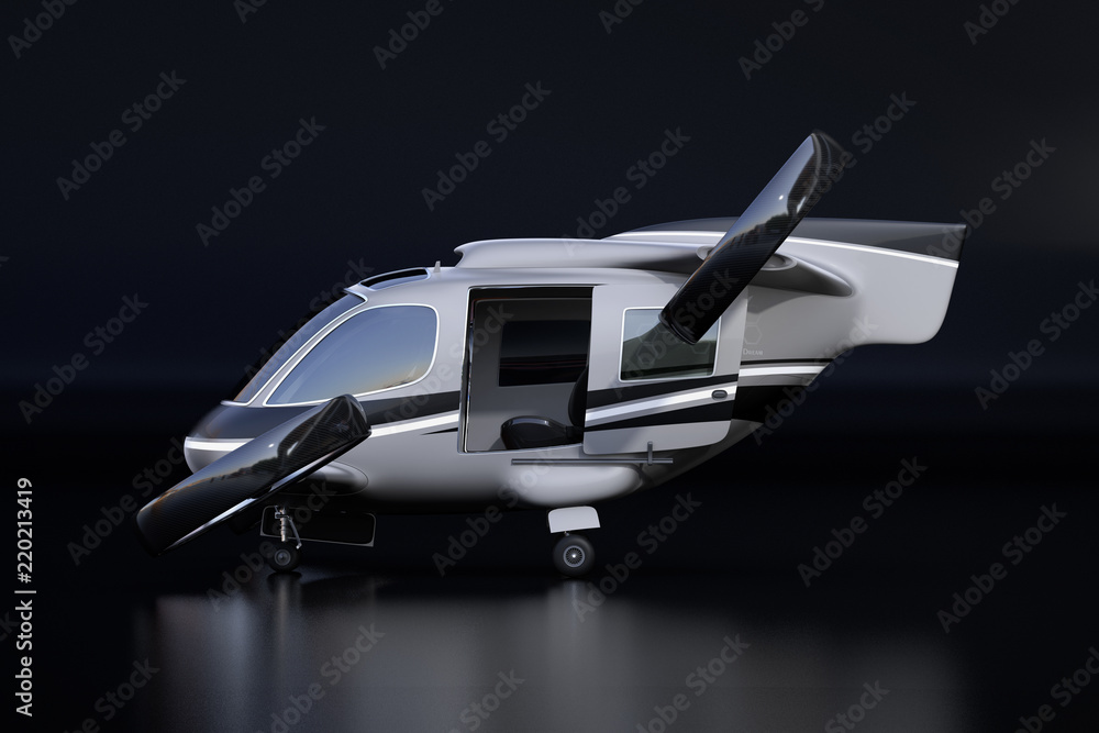 Aufkleber side view of passenger drone on black background. 3d rendering image.