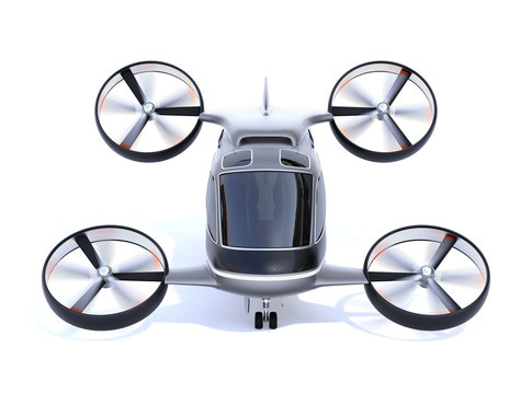 Front view of Passenger Drone isolated on white background. 3D rendering image.