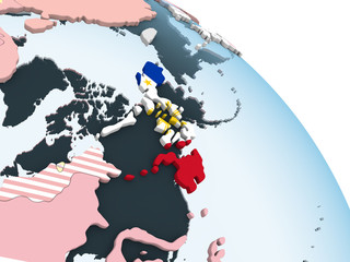 Philippines with flag on globe