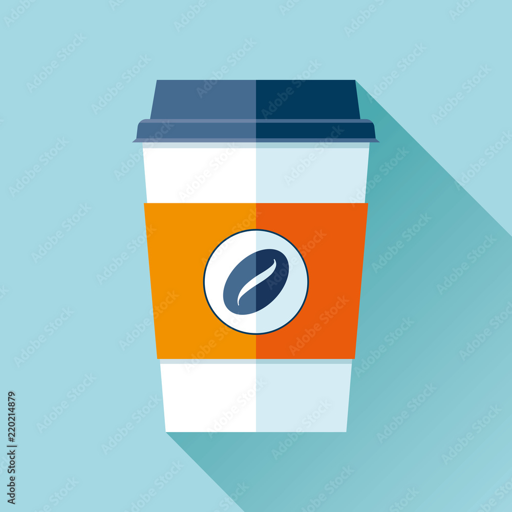 Aufkleber coffee cup in flat style on color background. drink with you. simple object. vector design element f