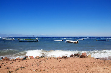 Fototapeta na wymiar Od boats in Dahab, Sinai, Egypt