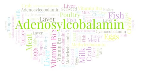 Fototapeta premium Adenosylcobalamin word cloud.