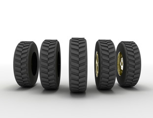 3D rendering truck tires concept. 3d rendedred illustration