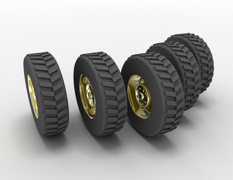 3D rendering truck tires concept. 3d rendedred illustration