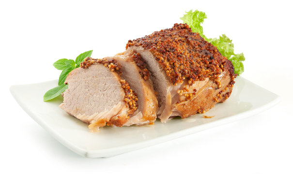 Baked pork with french mustard