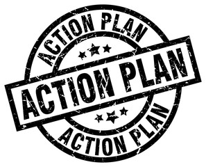 action plan round grunge black stamp