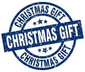 christmas gift blue round grunge stamp