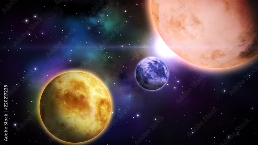 Poster planets in space. loop.