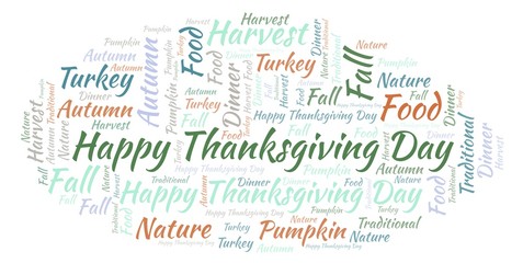 Happy Thanksgiving Day word cloud.