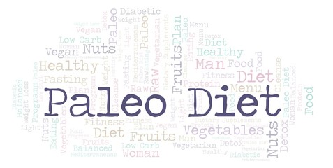 Obraz premium Word cloud with text Paleo Diet on a white background.