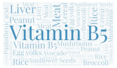 Vitamin B5 horizontal word cloud.